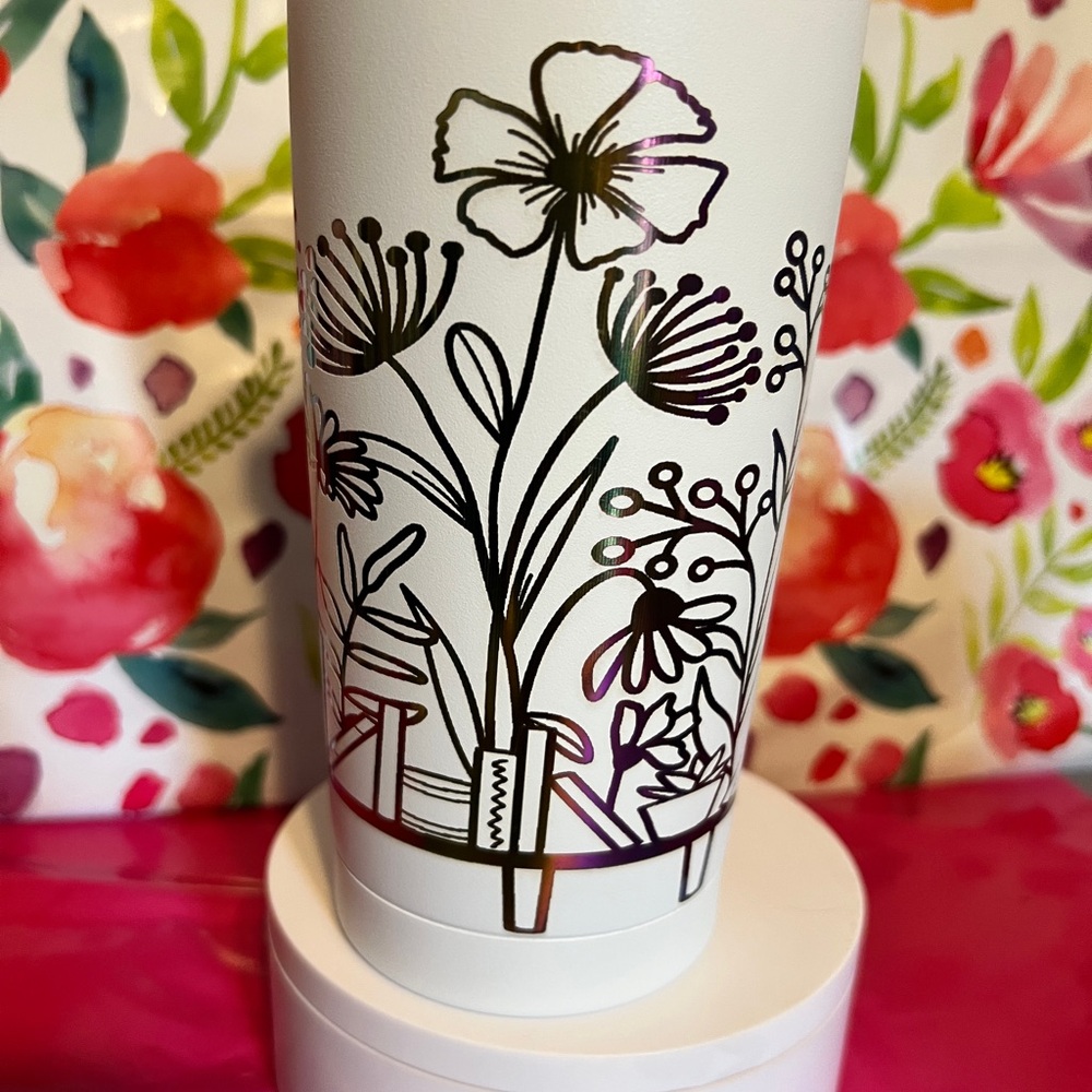 20oz engraved Flowers design multi colored